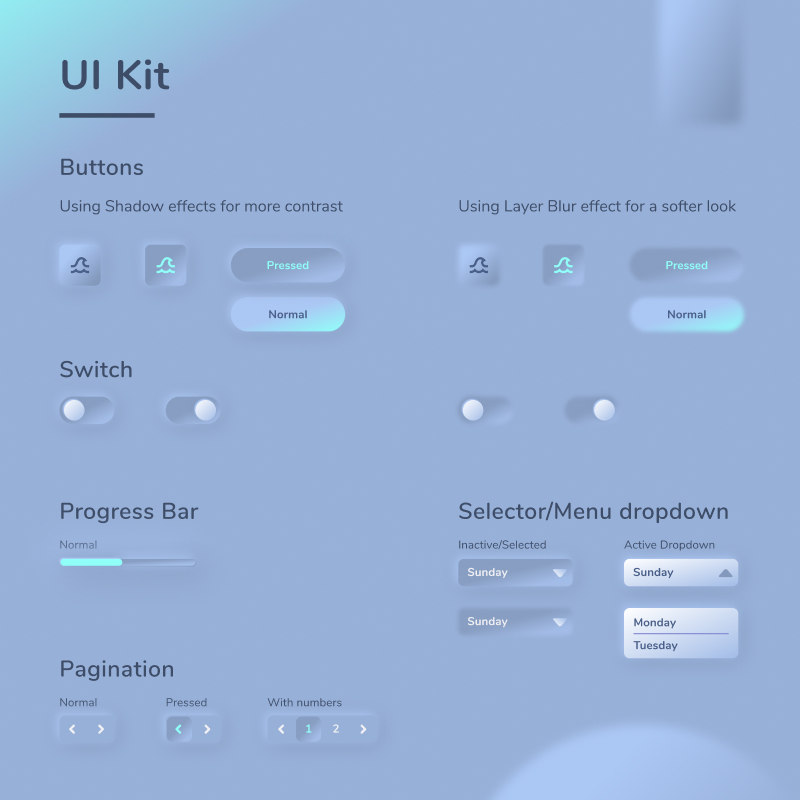 Nautical Neumorphism UI Kit – Coral Design Lab